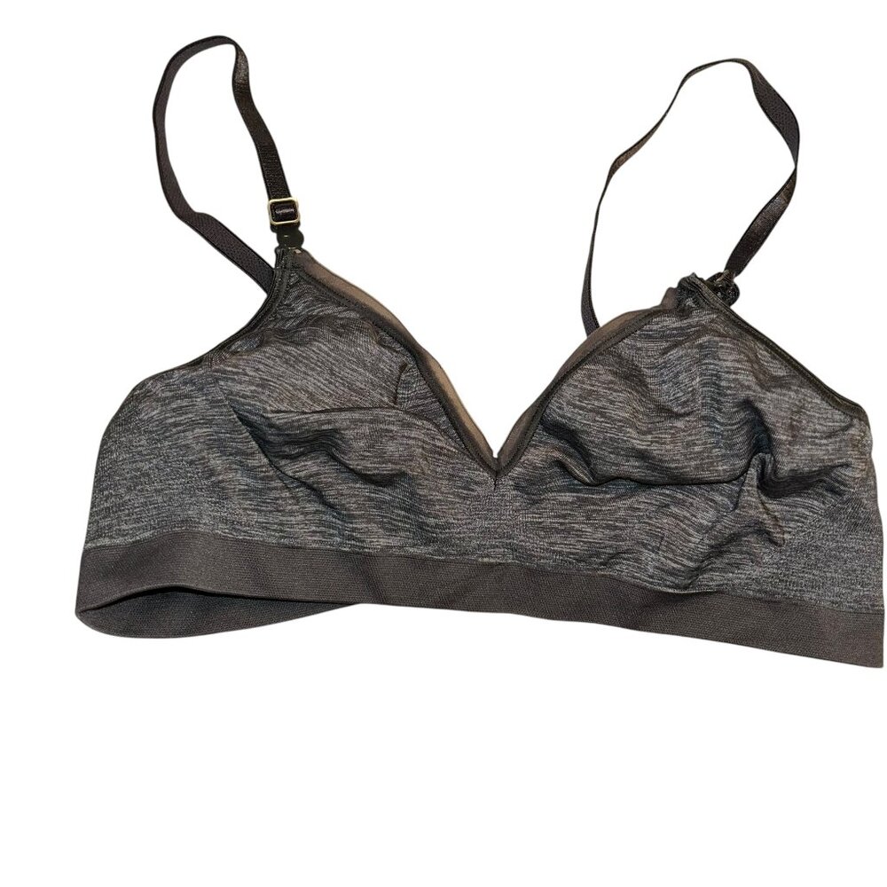 Lululemon Athletica charcoal gray marl print tank sports bra 2 lines S